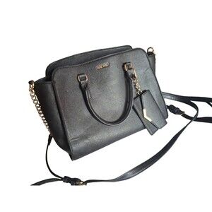 NINE WEST Women's Black Tote Bag Purse And Credit Card Holder Set